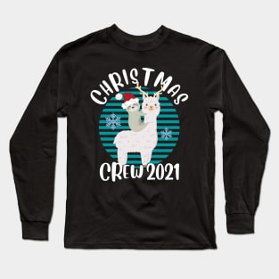 Cute Matching Christmas Crew Sloth and Alpaca Christmas 2021 Long Sleeve T-Shirt